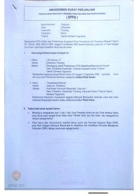Amandemen Surat Perjanjian Penyaluran Bantuan Rehabilitasi dan Rekonstruksi Rumah (SPPB),  Nama K...