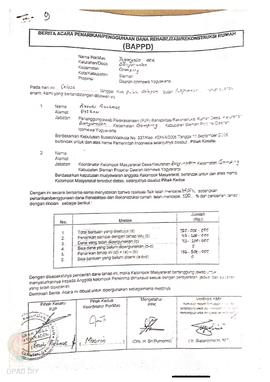 Berita Acara Penarikan / Penggunaan dana Rehab / Rekonsiliasi Rumah ( BAPPD ) untuk Rumah Rusak B...