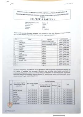 Berita Acara Pembentukan Kelompok dan Pengurus POKMAS & Penetapan prioritas usulan kegiatan R...