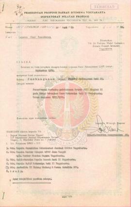 Laporan hasil pemeriksaan proyek pembangunan Kotamadya Yogyakarta.