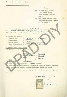 Surat Permohonan Parmin oleh (19 orang) Kepada Sri Paduka Wakil Gubernur DIY lewat Kepala Direktu...