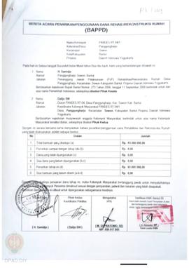 Berita Acara Penarikan/Penggunaan Dana Rehabilitasi/Rekonstruksi Rumah (BAPPD) Rusak Sedang, Nama...