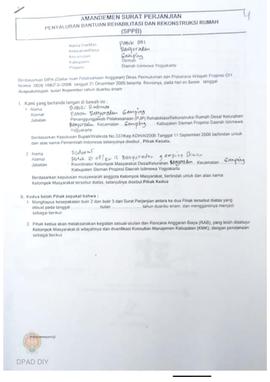 Amandemen Surat Perjanjian Penyaluran Bantuan Rehabilitasi dan Rekonstruksi Rumah (SPPB),  Nama K...