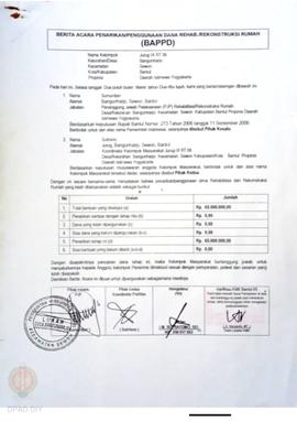 Berita Acara Penarikan/Penggunaan Dana Rehabilitasi/Rekonstruksi Rumah (BAPPD) Rusak Sedang, Nama...