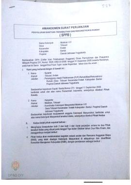 Amandemen Surat Perjanjian Penyaluran Bantuan Rehabilitasi dan Rekonstruksi Rumah (SPPB),  Nama K...