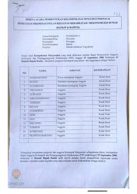 Berita Acara Pembentukan Kelompok dan Pengurus POKMAS & Penetapan prioritas usulan kegiatan R...