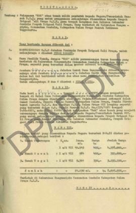 Berita Acara Pelepasan Hak Atas Tanah Milik Penduduk kepada Negara/Pemerintah Daerah DIY diserahk...