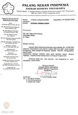 Berkas ucapan terimakasih periode 04 Agustus 2006 s.d. 16 Oktober 2006, ucapan turut berduka Sdr....