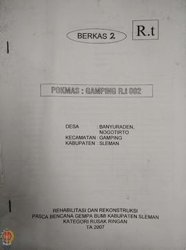 Berkas Penerimaan Dana Rehabilitasi dan Rekonstruksi dalam rangka BLM (Bantuan Langsung Mayarakat...