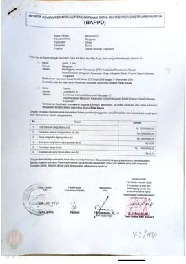 Berita Acara Penarikan/Penggunaan Dana Rehabilitasi/Rekonstruksi Rumah (BAPPD) Rusak Berat, Nama ...