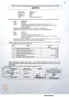 Berita Acara Penarikan/Penggunaan Dana Rehabilitasi/Rekonstruksi Rumah (BAPPD) Rusak Sedang, Nama...