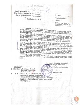 Surat dari Kepala Jawatan Kehutan perihal perkara Sdr. Sojo al Somowinoto, Pengamat Kehutanan/ KR...