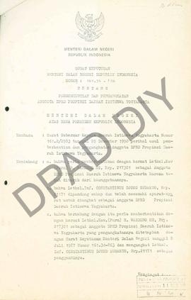 Surat Keputusan Menteri Dalam Negerii RI Nomor 161.34-186 tentang Pemberhentian dan Pengangkatan ...