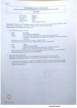 Amandemen Surat Perjanjian Penyaluran Bantuan Rehabilitasi dan Rekonstruksi Rumah (SPPB),  Nama K...