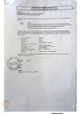 Permohonan Pembayaran Bantuan Rehabilitasi dan Rekonstruksi Rumah, Kelompok Masyarakat Kanoman, K...