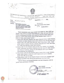 Surat dari Gubernur DIY kepada Mendagri tentang rekomendasi pengesahan PD Daerah Tk II Bantul Nom...