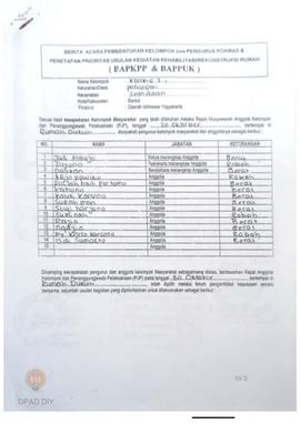 Berita Acara Pembentukan Kelompok dan Pengurus Kelompok Masyarakat dan Penetapan Prioritas Usulan...