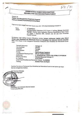 Permohonan Pembayaran Bantuan Rehabilitasi dan Rekonstruksi Rumah, Nama Kelompok Masyarakat Kabre...