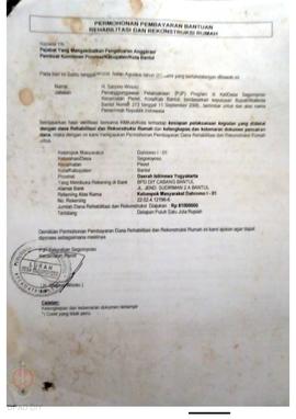Permohonan Pembayaran Bantuan Rehabilitasi dan Rekonstruksi Rumah, Nama Kelompok Masyarakat Dalir...