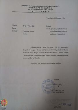 Surat dari Kepala Dinas Perikanan kepada Kepala Instansi / Badan / Direktorat / Inspektorat / Kan...