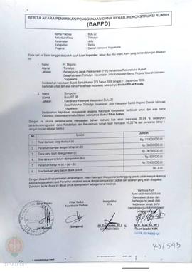 Berita Acara Penarikan/Penggunaan Dana Rehabilitasi/Rekonstruksi Rumah (BAPPD) Rusak Berat, Nama ...