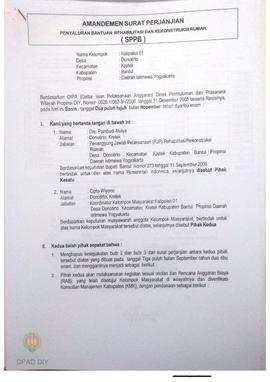 Amandemen Surat Perjanjian Penyaluran Bantuan Rehabilitasi dan Rekonstruksi Rumah (SPPB),  Nama K...