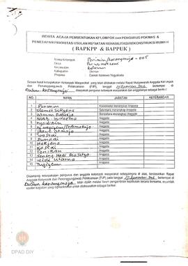 Berita Acara Pembentukan Kelompok dan Pengurus Pokmas dan Penetapan Prioritas Usulan Kegiatan Reh...