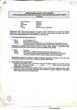 Amandemen Surat Perjanjian Penyaluran Bantuan Rehabilitasi dan Rekonstruksi Rumah (SPPB),  Nama K...