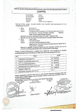 Berita Acara Penarikan/Penggunaan Dana Rehabilitasi/Rekonstruksi Rumah (BAPPD) Rusak Berat, Nama ...