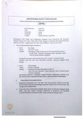 Amandemen Surat Perjanjian Penyaluran Bantuan Rehabilitasi dan Rekonstruksi Rumah (SPPB),  Nama K...