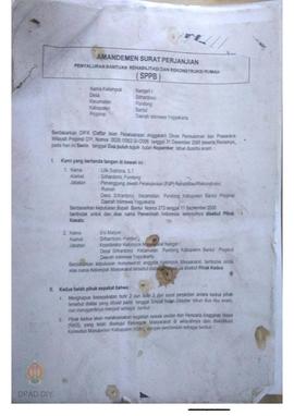 Amandemen Surat Perjanjian Penyaluran Bantuan Rehabilitasi dan Rekonstruksi Rumah (SPPB),  Nama K...