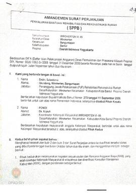 Amandemen  Surat Perjanjian Penyaluran Bantuan Rehabilitasi dan Rekonstruksi Rumah (SPPB),  Nama ...