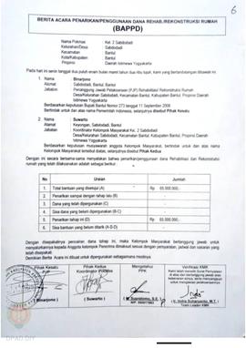 Berita Acara Penarikan/Penggunaan Dana Rehabilitasi/Rekonstruksi Rumah (BAPPD) Rusak Sedang, Nama...