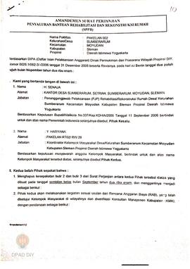 Amandemen Surat Perjanjian Penyaluran Bantuan Rehabilitasi dan Rekonstruksi Rumah (SPPB),  Nama K...