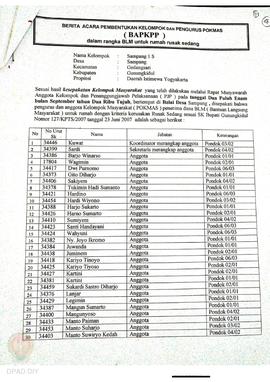 Berita Acara Pembentukan Kelompok dan Pengurus Pokmas (BAPKPP) dalam Rangka BLM untuk Rumah Rusak...