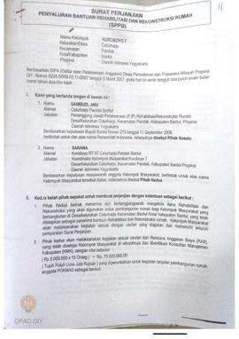 Surat Perjanjian Penyaluran Bantuan Rehabilitasi dan Rekonstruksi Rumah (SPPB), Nama Kelompok Mas...