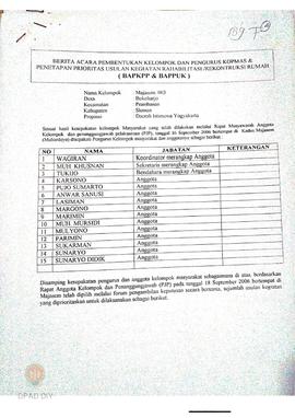 Berita Acara Pembentukan Kelompok dan Pengurus Pokmas dan Penetapan Prioritas Usulan Kegiatan Reh...