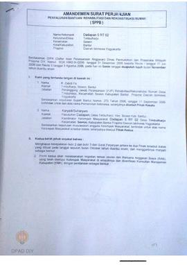 Amandemen Surat Perjanjian Penyaluran Bantuan Rehabilitasi dan Rekonstruksi Rumah (SPPB),  Nama K...