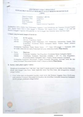 Amandemen Surat Perjanjian Penyaluran Bantuan Rehabilitasi dan Rekonstruksi Rumah (SPPB), Nama Ke...