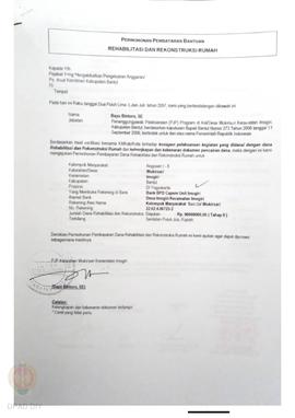 Permohonan Pembayaran Bantuan Rehabilitasi dan Rekonstruksi Rumah, Nama Kelompok Masyarakat Nogos...