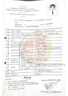 Data peserta penataran P-4 Pola Pendukung 100 jam Angkatan I bagi Mahasiswa IKIP Yogyakarta tahun...