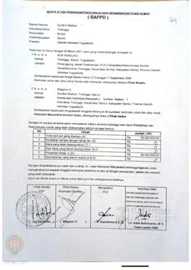 Berita Acara Penarikan/Penggunaan Dana Rehabilitasi/Rekonstruksi Rumah (BAPPD) Rusak Ringan, Nama...