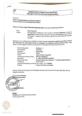 Surat Perjanjian Penyaluran Bantuan Rehabilitasi dan Rekonstruksi Rumah (SPPB), Nama Kelompok Wir...