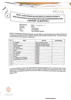 Berita Acara Pembentukan Kelompok dan Pengurus Kelompok Masyarakat dan Penetapan Prioritas Usulan...