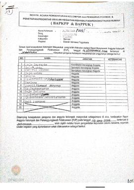 Berita Acara Pembentukan Kelompok dan Pengurus Pokmas dan Penetapan Prioritas Usulan Kegiatan Reh...