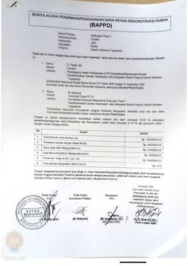 Berita Acara Penarikan/Penggunaan Dana Rehabilitasi/Rekonstruksi Rumah (BAPPD) Rusak Berat, Nama ...