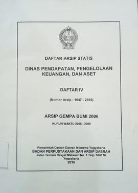 DINAS PENDAPATAN PENGELOLAAN KEUANGAN DAN ASET IV ( 1647 - 2892 ) KW 2006 - 2009