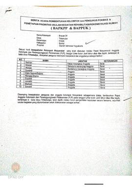 Berita Acara Pembentukan Kelompok dan Pengurus Kelompok Masyarakat dan Penetapan Prioritas Usulan...