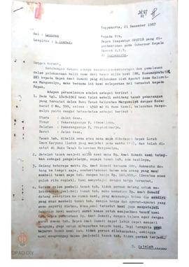 Surat RM Praboto Gondokusumo SH Kepada Inspektorat Opstib yang diperbantukan pada Gubernur Kepala...