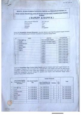 Berita Acara Pembentukan Kelompok dan Pengurus POKMAS & Penetapan prioritas usulan kegiatan R...